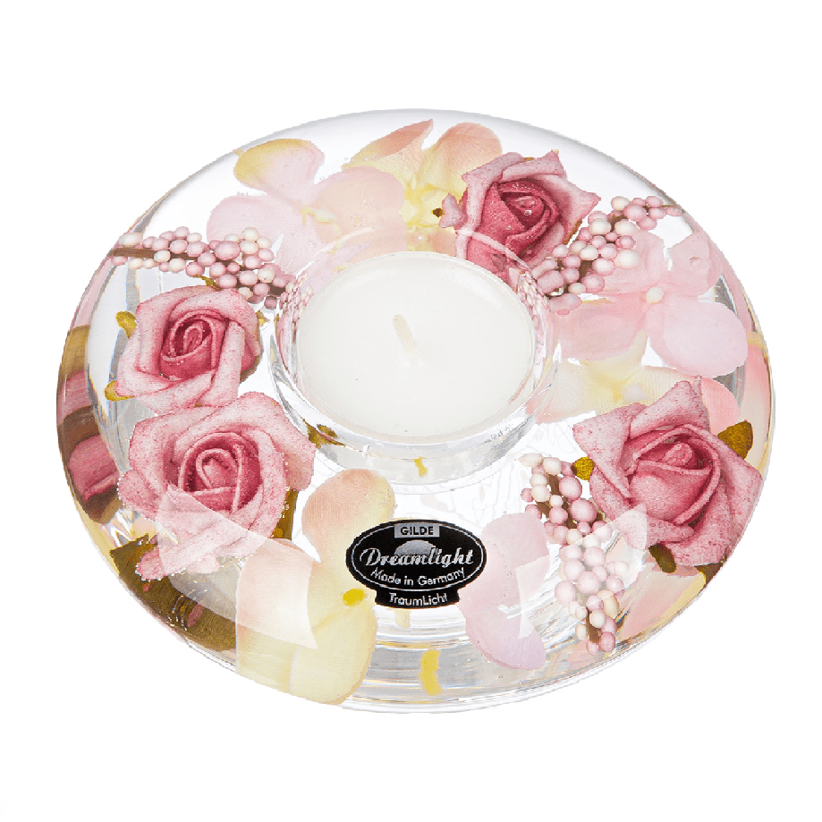 Flower Inlay Palace Garden Glass Tealight Holder 12cm - CANDLE HOLDERS / Lanterns - Beattys of Loughrea