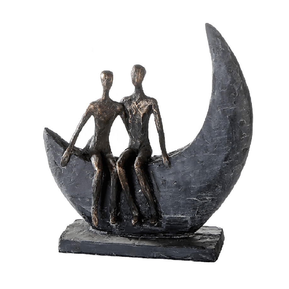 Moon and Couple Sculpture 23cm - ORNAMENTS - Beattys of Loughrea