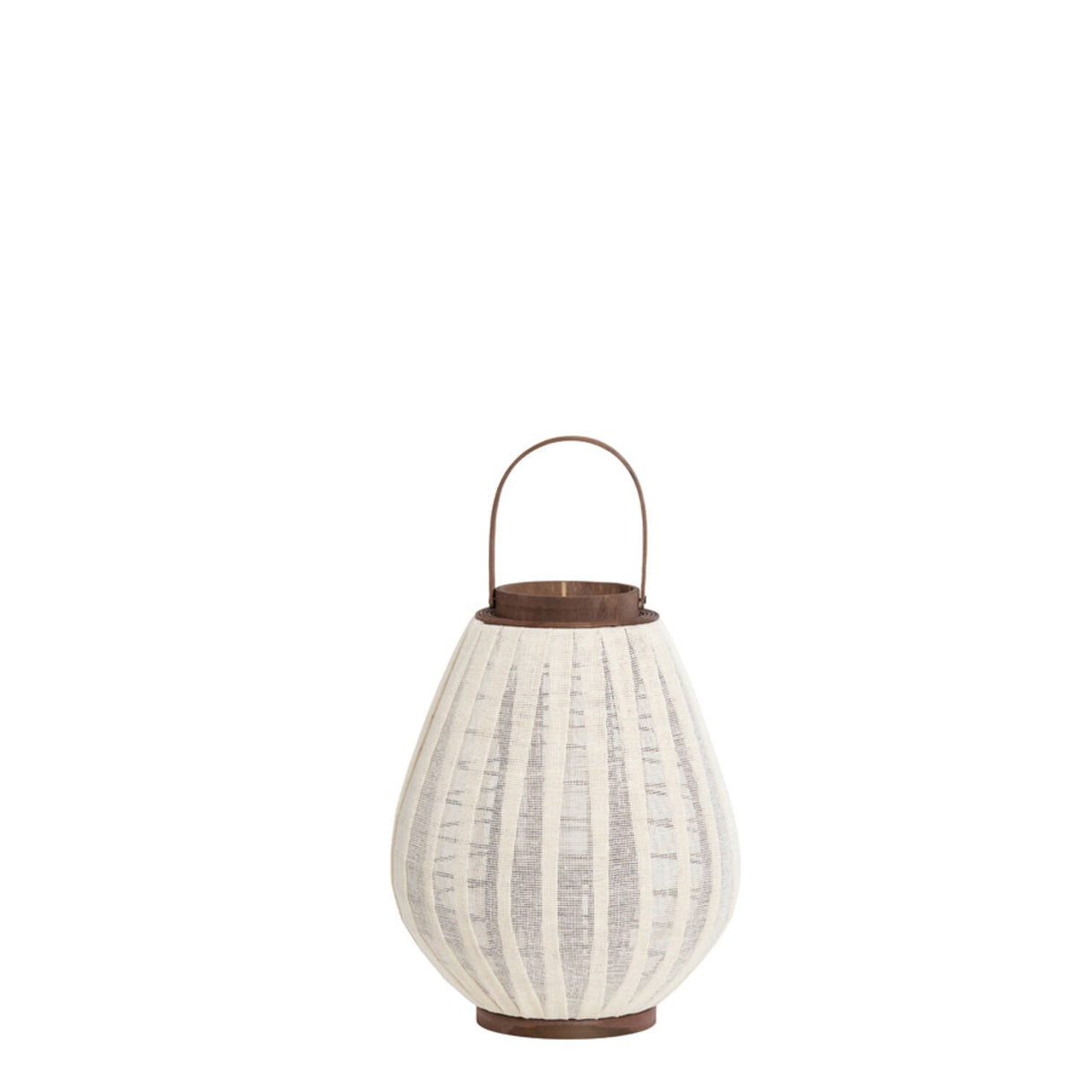 Hurricane Lantern 32 x 40cm DAZIO Linen Natural & Dark Brown Wood - Beattys of Loughrea | www.beattys.ie