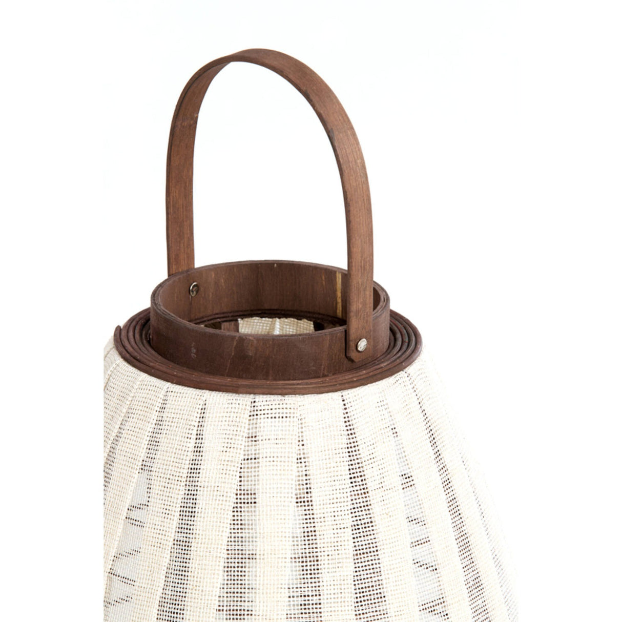 Hurricane Lantern 32 x 40cm DAZIO Linen Natural & Dark Brown Wood - Beattys of Loughrea | www.beattys.ie
