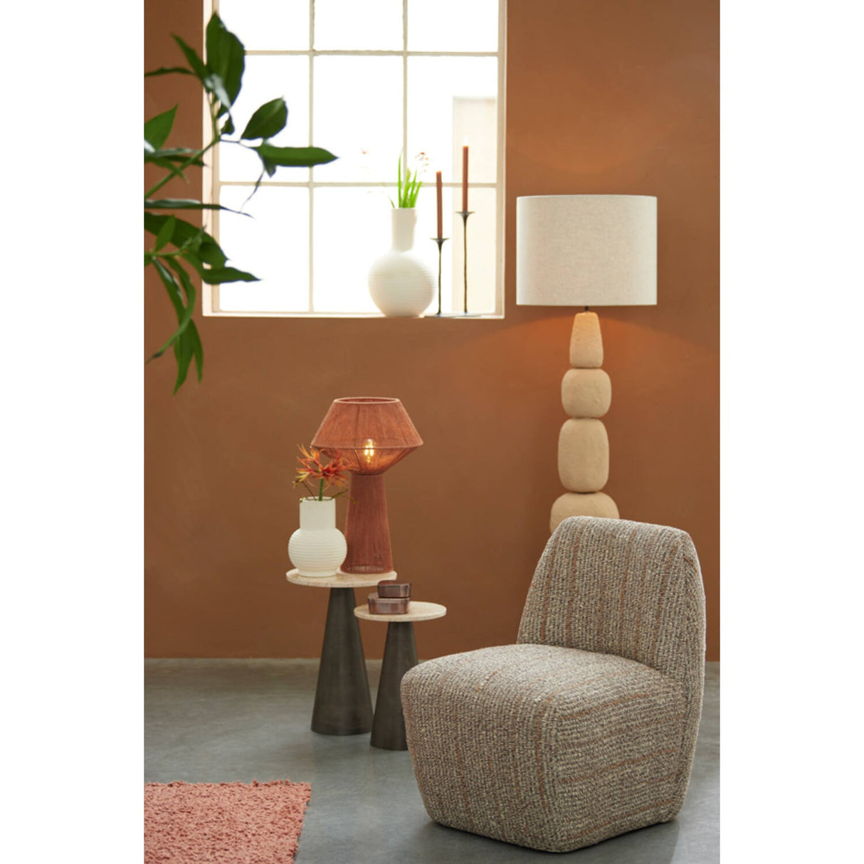 Table Lamp 30 x 47cm FUGIA Jute Brick Red - TABLE/BEDSIDE LAMPS - Beattys of Loughrea