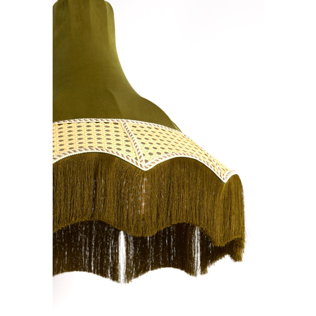 Hanging Pendant 50 x 44.5cm MIZIA Velvet Green & Webbing Natural - CEILING LIGHTS - Beattys of Loughrea