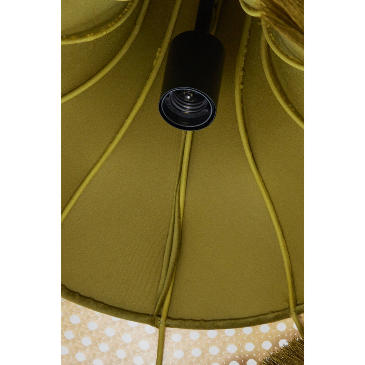 Hanging Pendant 50 x 44.5cm MIZIA Velvet Green & Webbing Natural - CEILING LIGHTS - Beattys of Loughrea