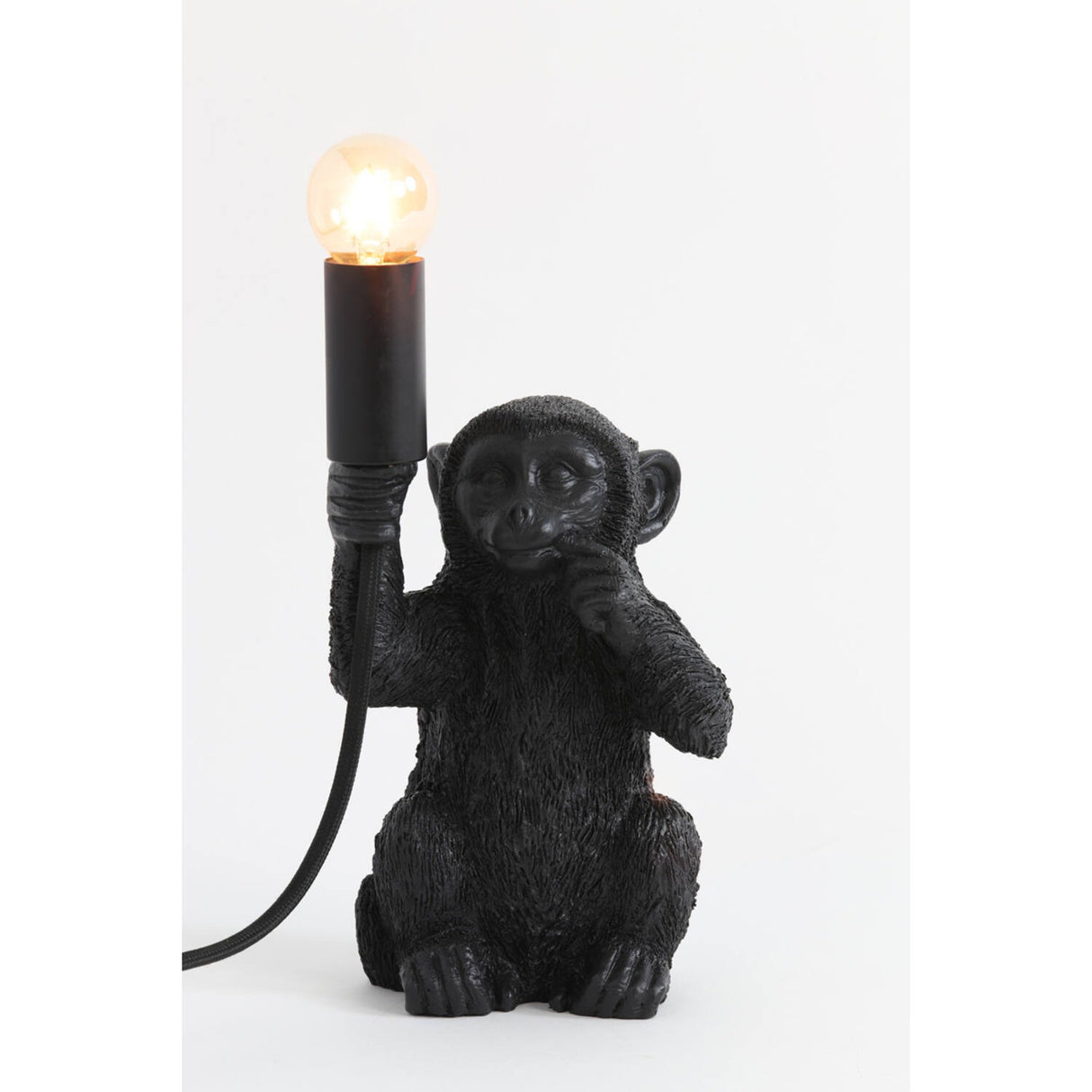 Table Lamp E14 13 x 12.5 x 23.5cm MONKEY Matt Black - TABLE/BEDSIDE LAMPS - Beattys of Loughrea