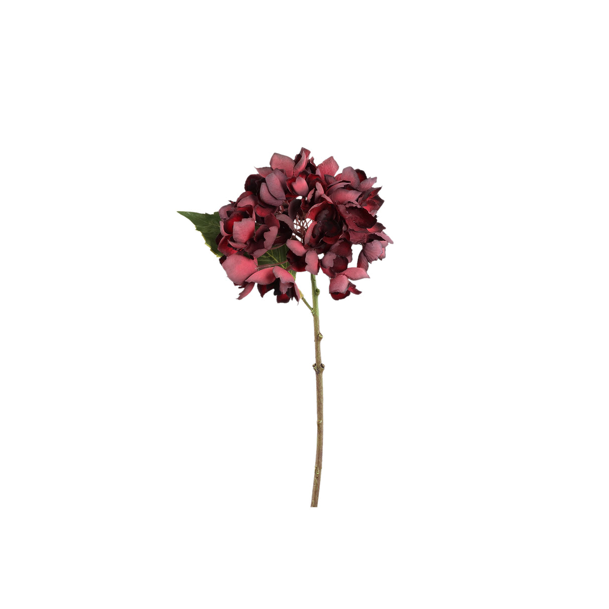 Burgundy Hydrangea Stem Artificial Flower - FLOWERS - PAPER/PLASTIC - Beattys of Loughrea