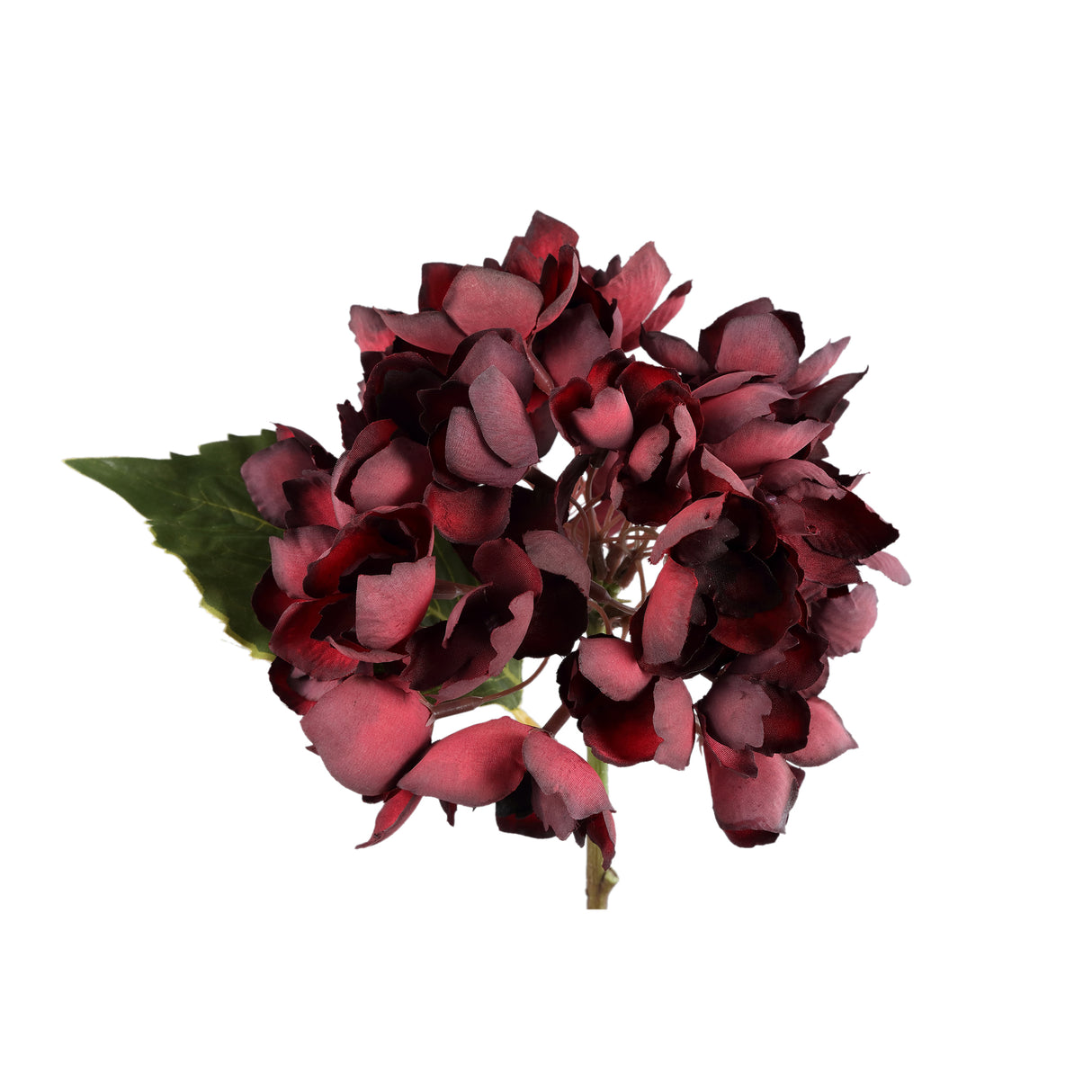 Burgundy Hydrangea Stem Artificial Flower - FLOWERS - PAPER/PLASTIC - Beattys of Loughrea