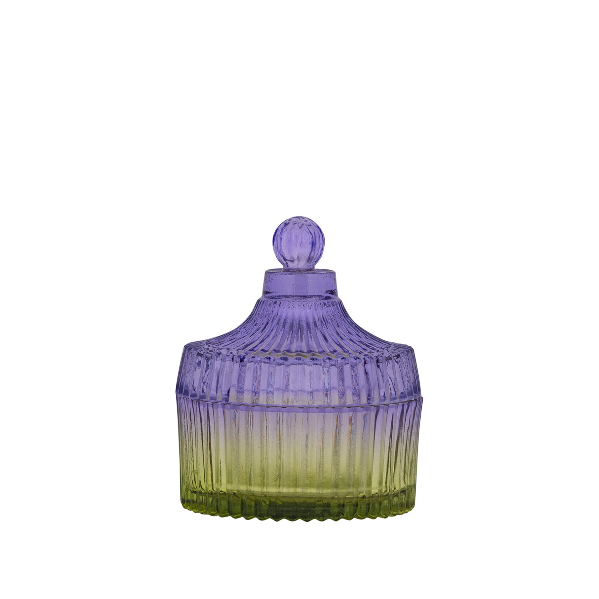 Lynis Purple and Green Ombre Glass Storage Jar with Lid Small - GLASS GIFTWARE - DEC STONES - Beattys of Loughrea