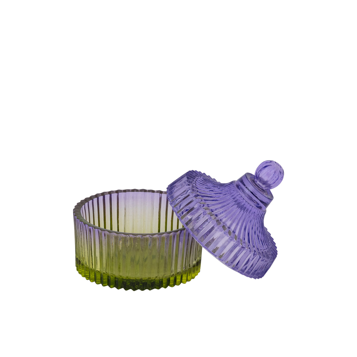 Lynis Purple and Green Ombre Glass Storage Jar with Lid Small - GLASS GIFTWARE - DEC STONES - Beattys of Loughrea