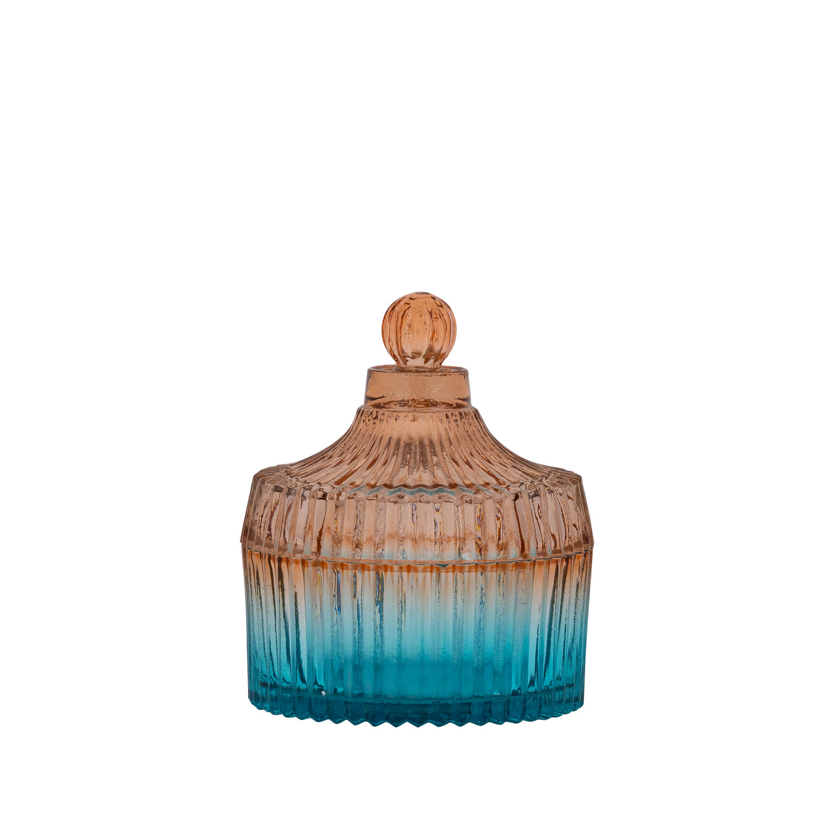 Lynis Brown and Blue Ombre Glass Storage Jar with Lid Small - GLASS GIFTWARE - DEC STONES - Beattys of Loughrea