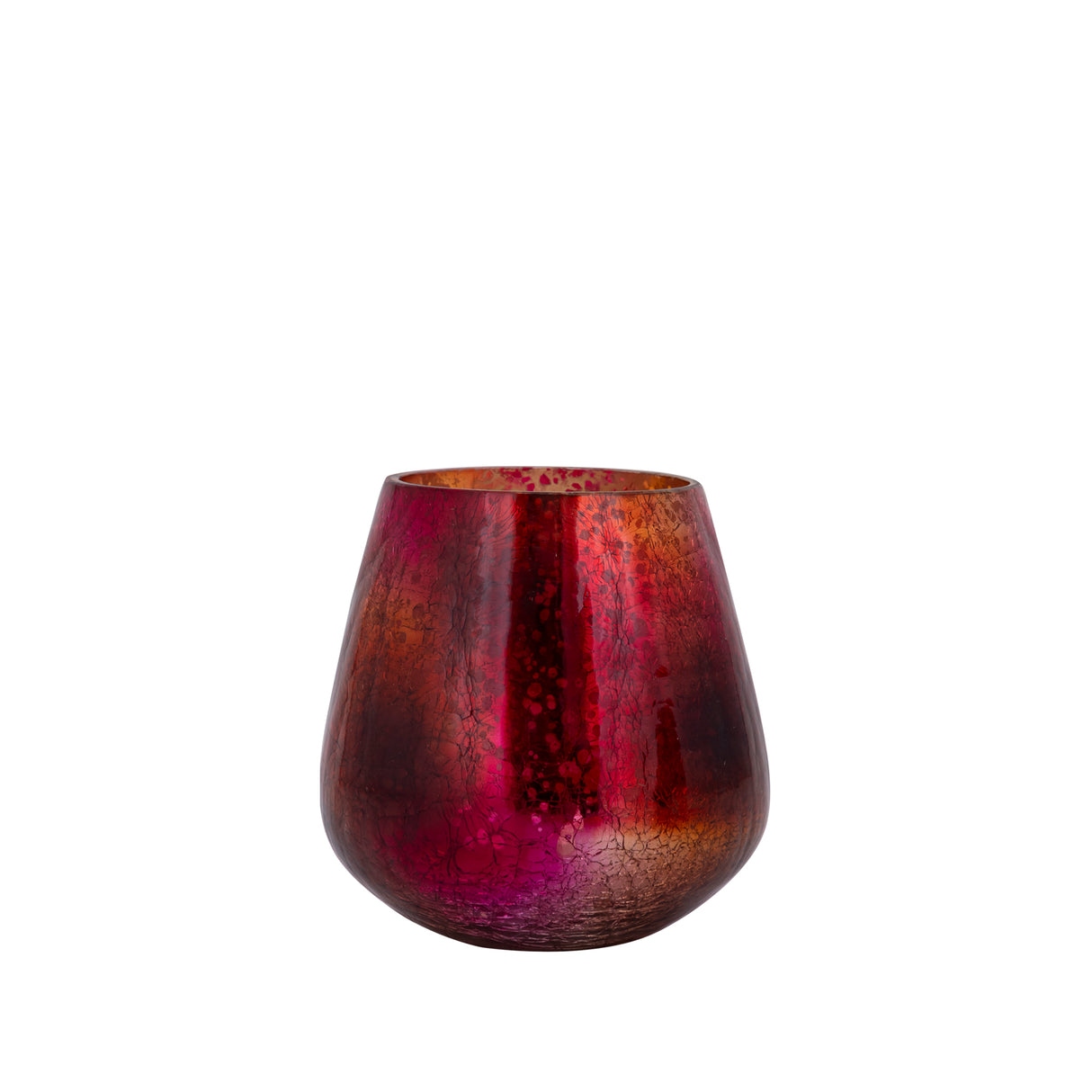 Mayna 10cm Pink Orange Glass T - light Holder Crackle - CANDLE HOLDERS / Lanterns - Beattys of Loughrea