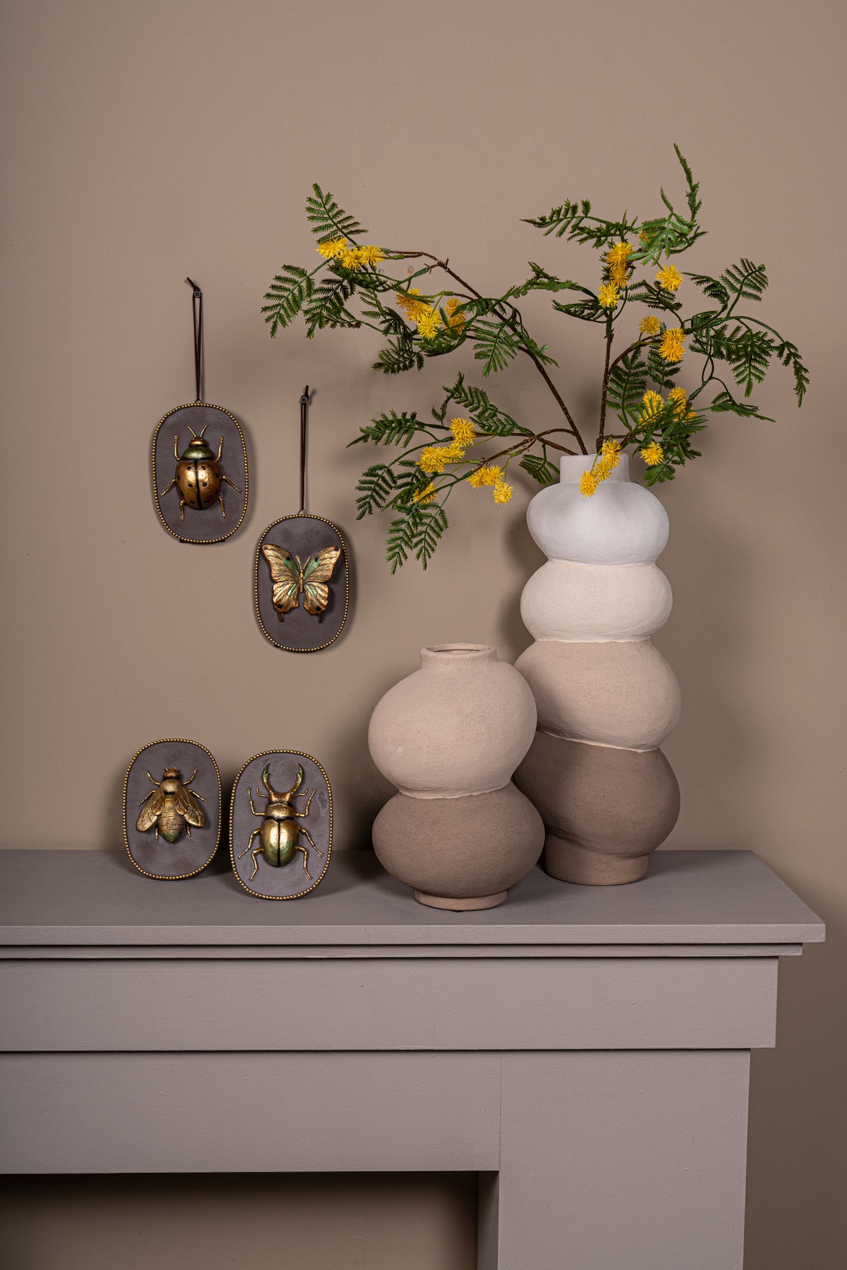 Adalay Gold Ladybug Wall Hanger 14cm - GARDEN ORNAMENTS INCL SOLAR - Beattys of Loughrea