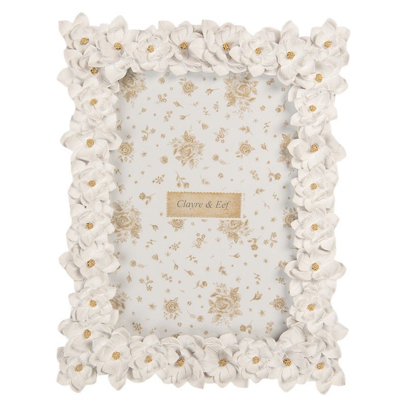 Photo Frame 13x18 cm White Flowers - PHOTO FRAMES - PLATED, GILT, STONE - Beattys of Loughrea