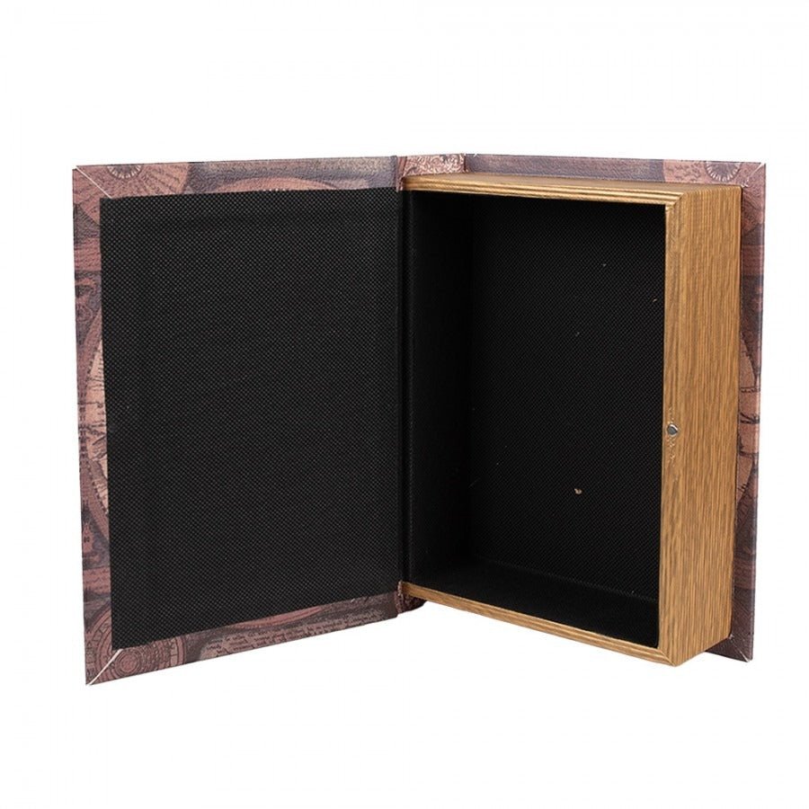 Storage Box Set of 3 Books Maps Brown Wood Rectangle - ORNAMENTS - Beattys of Loughrea