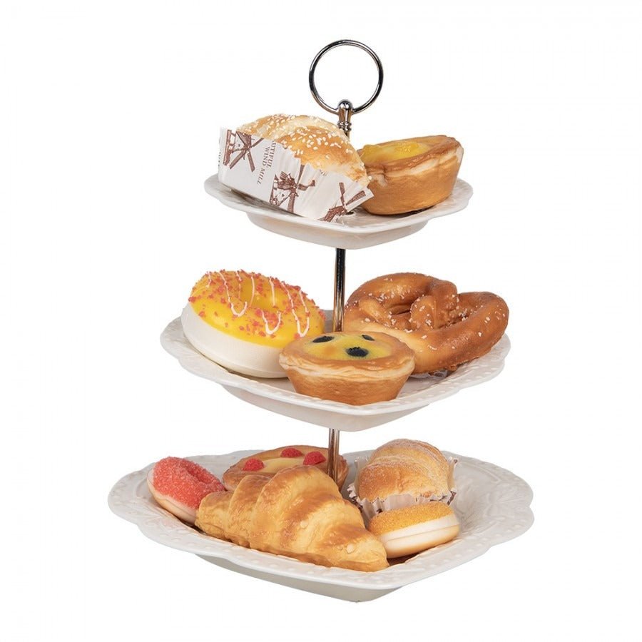 Etagere 3 Tier White Ceramic Heart - Shaped Cake Stand 26 x 31cm - GENERAL LOOSE WARE - Beattys of Loughrea