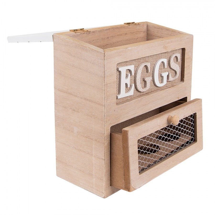 Egg Holder 18 x 9 x 20cm Brown Wood Rectangle Egg Rack - GENERAL LOOSE WARE - Beattys of Loughrea