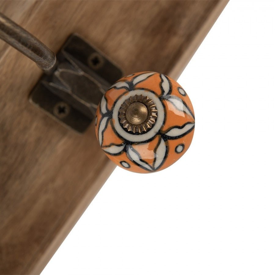 Wall Hook Set of 4 Hooks 45 x 11 x 18cm Brown Wood - HAT & COAT HOOK ON TIMBER - Beattys of Loughrea