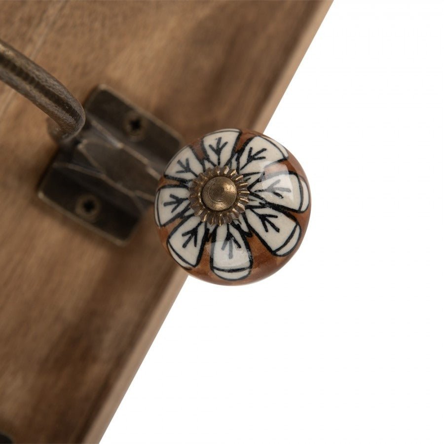 Wall Hook Set of 4 Hooks 45 x 11 x 18cm Brown Wood - HAT & COAT HOOK ON TIMBER - Beattys of Loughrea