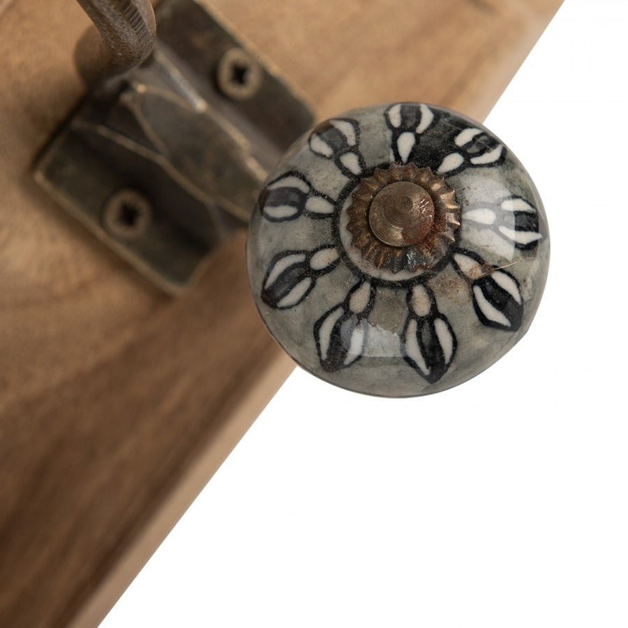 Wall Hook Set of 4 Hooks 45 x 11 x 18cm Brown Wood - HAT & COAT HOOK ON TIMBER - Beattys of Loughrea