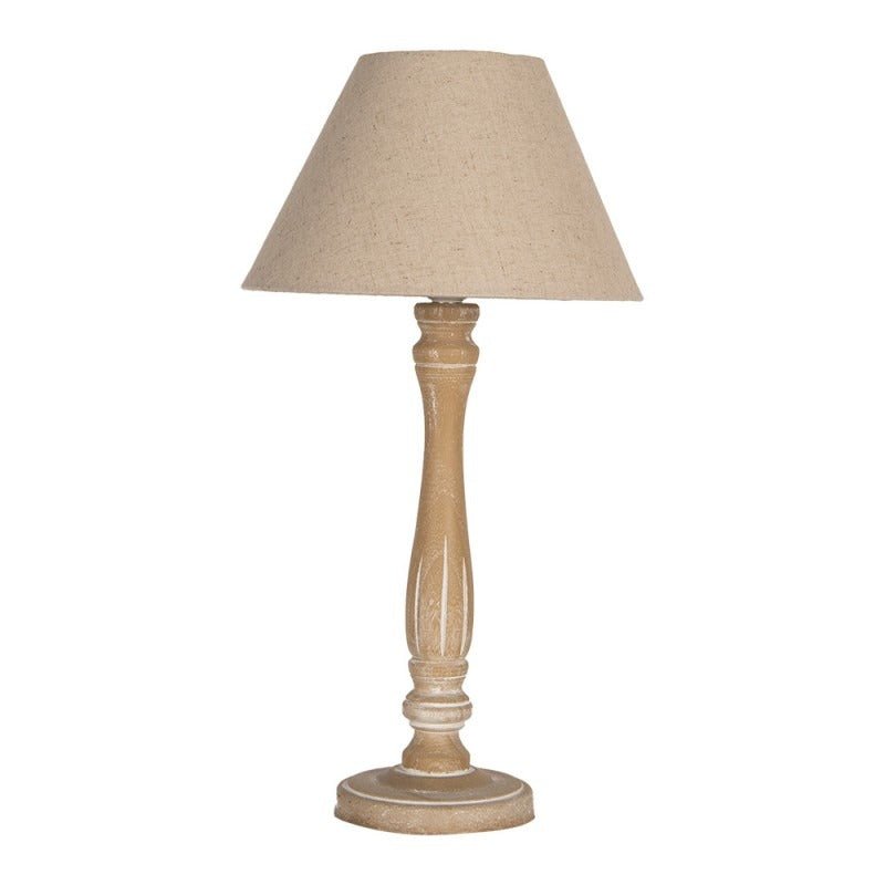 Brocante Table Lamp 26 x 50cm Brown Wood - TABLE/BEDSIDE LAMPS - Beattys of Loughrea