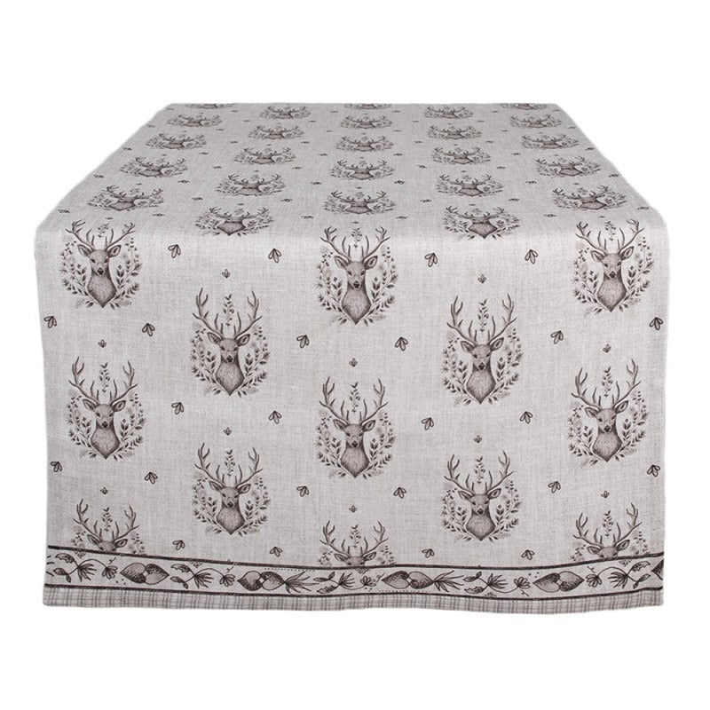 Table Runner 50 x 140cm Beige Cotton Deer Rectangle - TABLECLOTHS/RUNNERS - Beattys of Loughrea