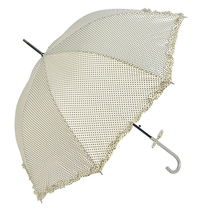 Adult Luxury Umbrella 90cm Beige Polyester Dots - H/H - CLOTHES PEG/COAT HANGER/WALKING STICK..ETC - Beattys of Loughrea