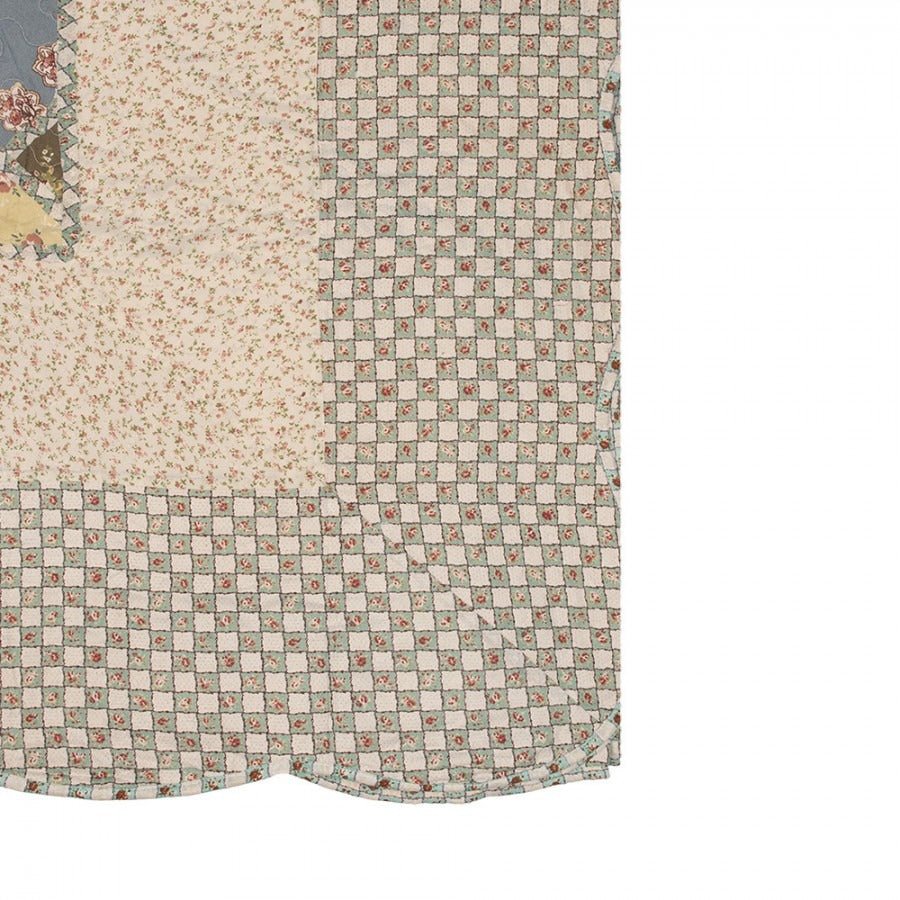 Country Cottage Patchwork Bedspread & 2 Pillowcases Set Blue Beige - Beattys of Loughrea | www.beattys.ie