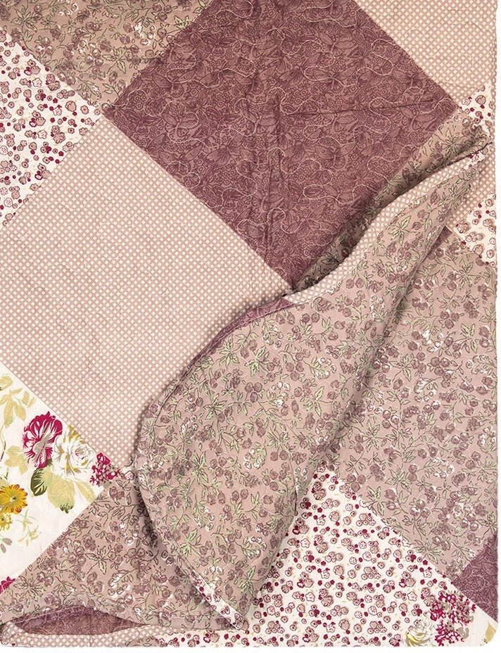 Country Cottage Patchwork Bedspread & 2 Pillowcases Set Purple - Beattys of Loughrea | www.beattys.ie