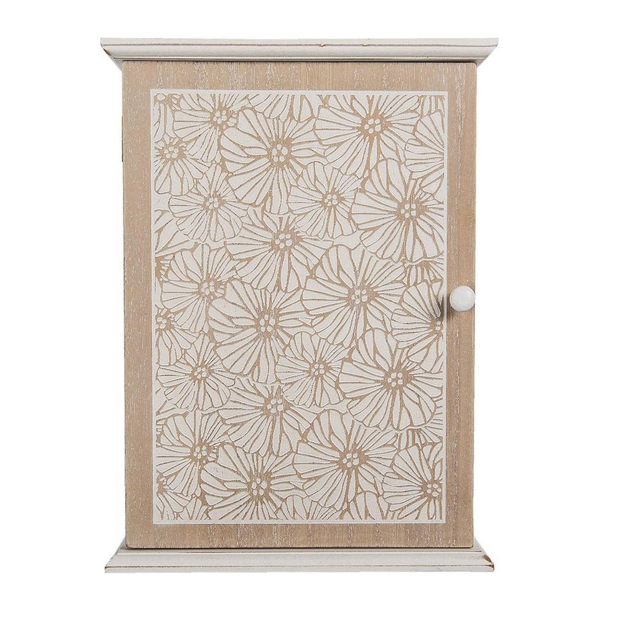 Wood Rectangular Flowers Key Holder 20x7x27cm - ORNAMENTS - Beattys of Loughrea