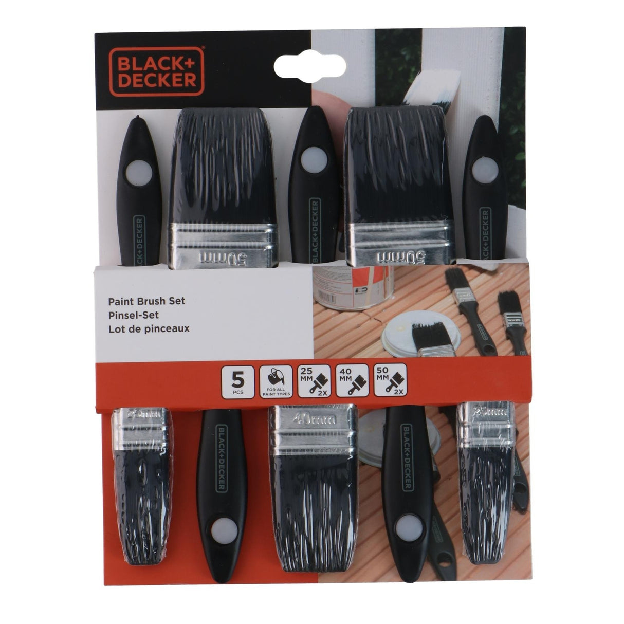 Black+Decker Brush Set 5 pcs - PAINT BRUSHES - Beattys of Loughrea