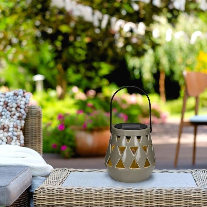 Articasa Grey 10x11cm Solar Garden Lantern - GARDEN ORNAMENTS INCL SOLAR - Beattys of Loughrea