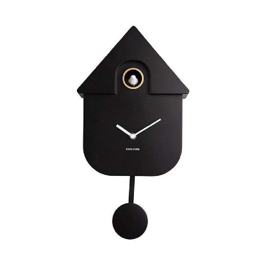 Wall Clock Modern Cuckoo Metallic Black - CLOCKS - Beattys of Loughrea