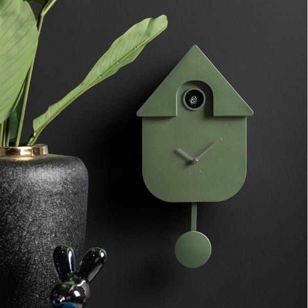 Wall Clock Modern Cuckoo Metallic Jungle Green - CLOCKS - Beattys of Loughrea