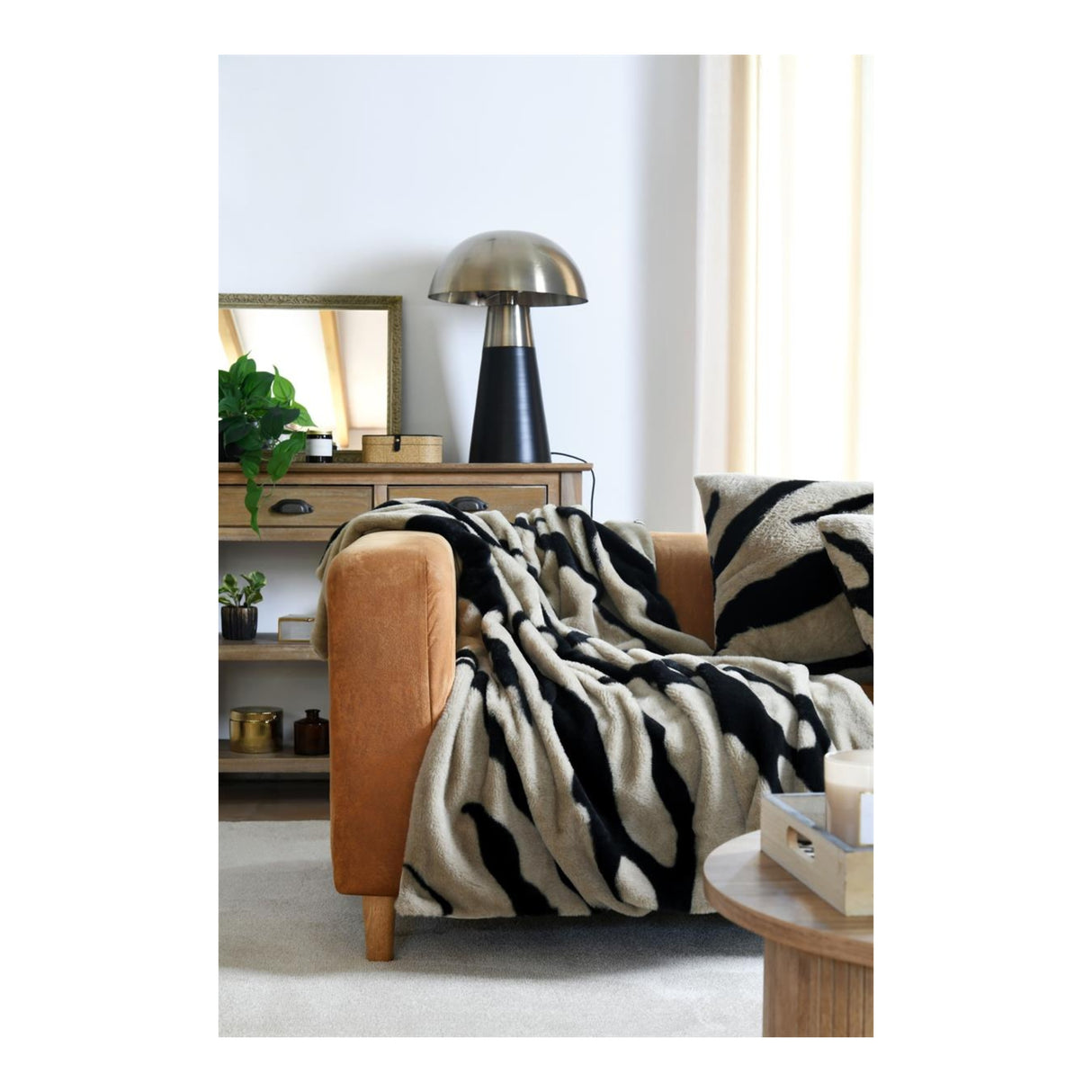 STOF Fauves Faux Fur Throw, Taupe, 130x160cm - THROWS/BLANKETS - Beattys of Loughrea