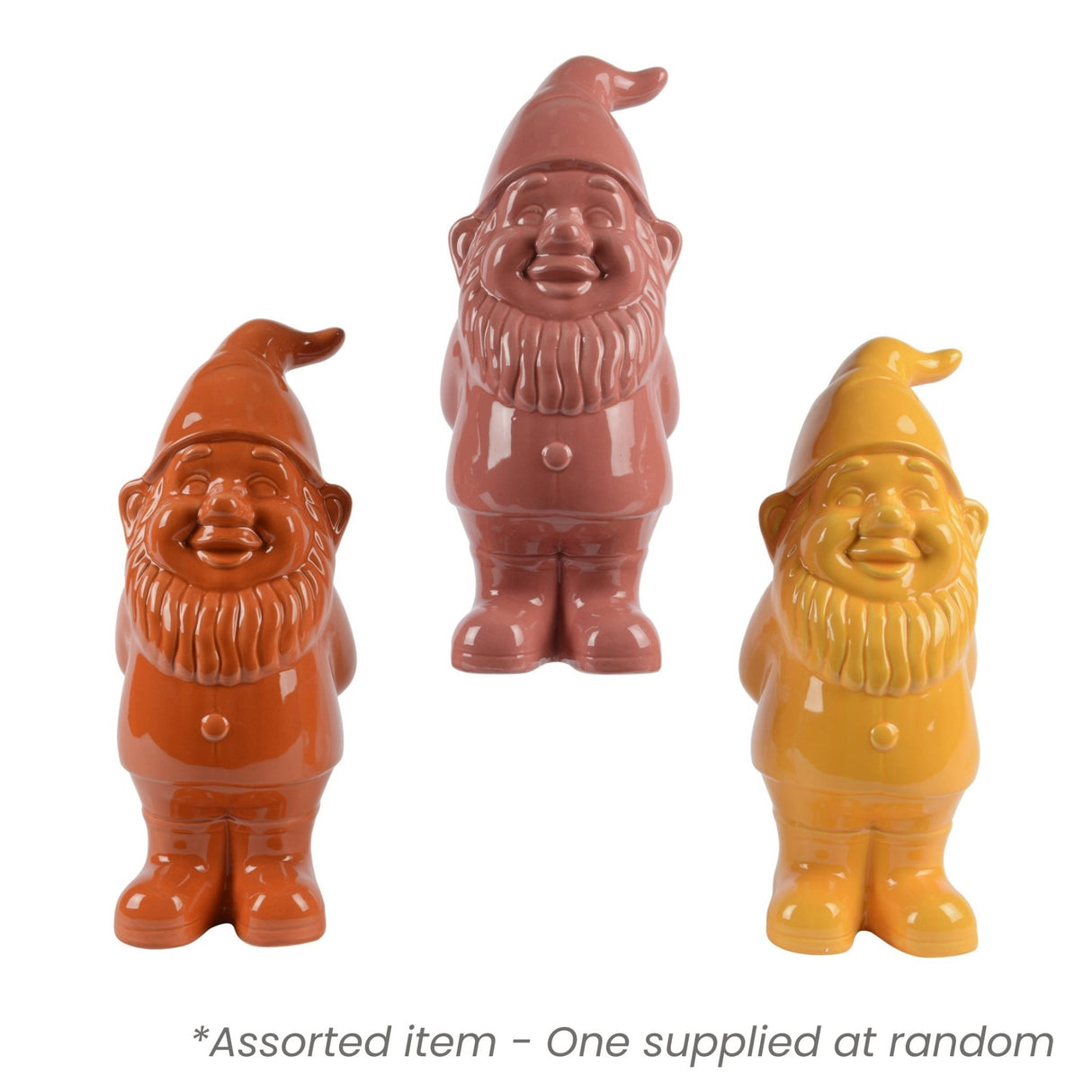 Ceramic Gnome with Shiny Heart Assorted - One Supplied* - GARDEN ORNAMENTS INCL SOLAR - Beattys of Loughrea