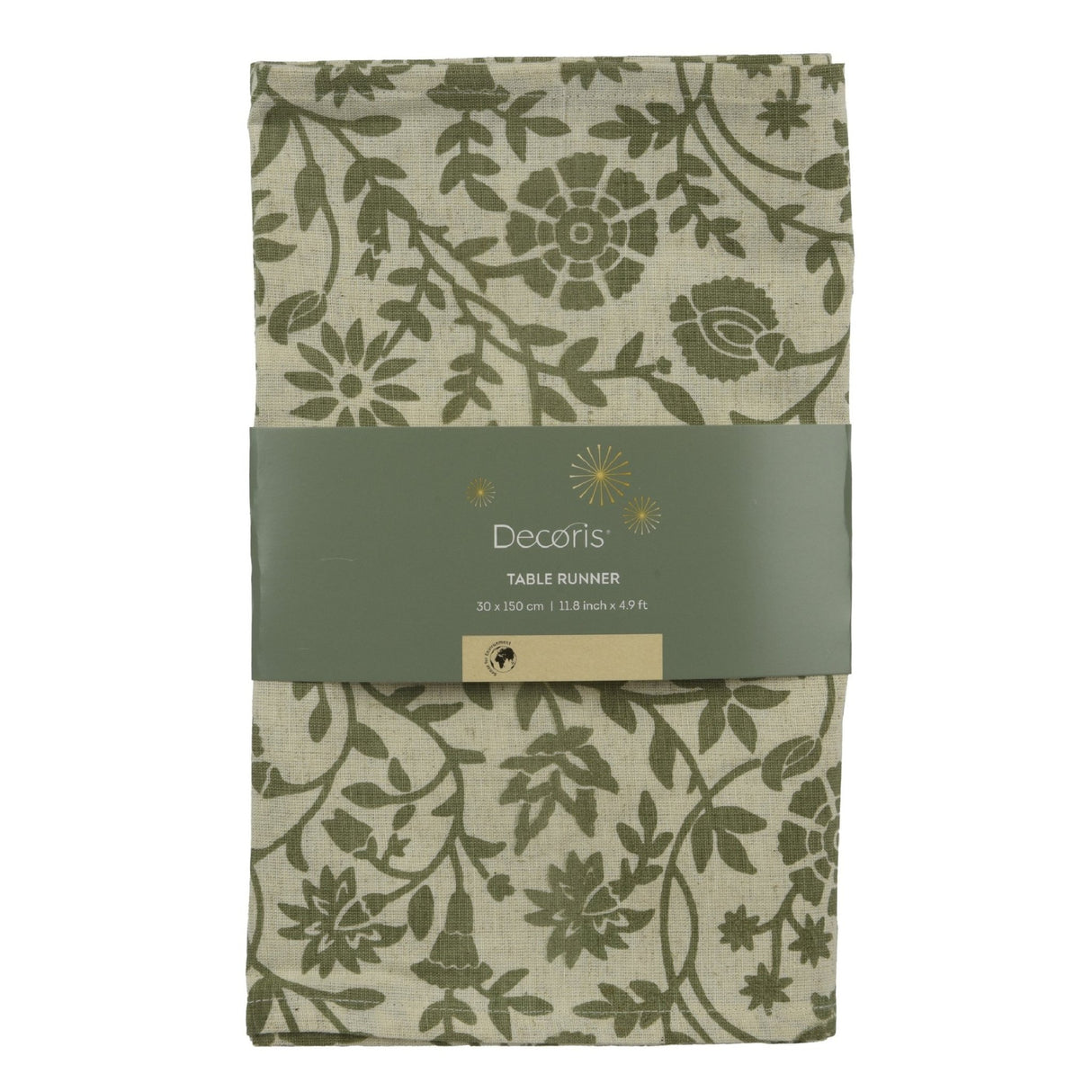 Decoris Table Runner 30x150 cm Green With Floral Print - TABLECLOTHS/RUNNERS - Beattys of Loughrea