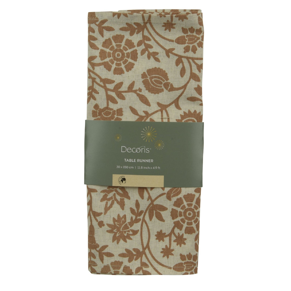 Decoris Table Runner 150x30 cm Brown With Floral Print - TABLECLOTHS/RUNNERS - Beattys of Loughrea