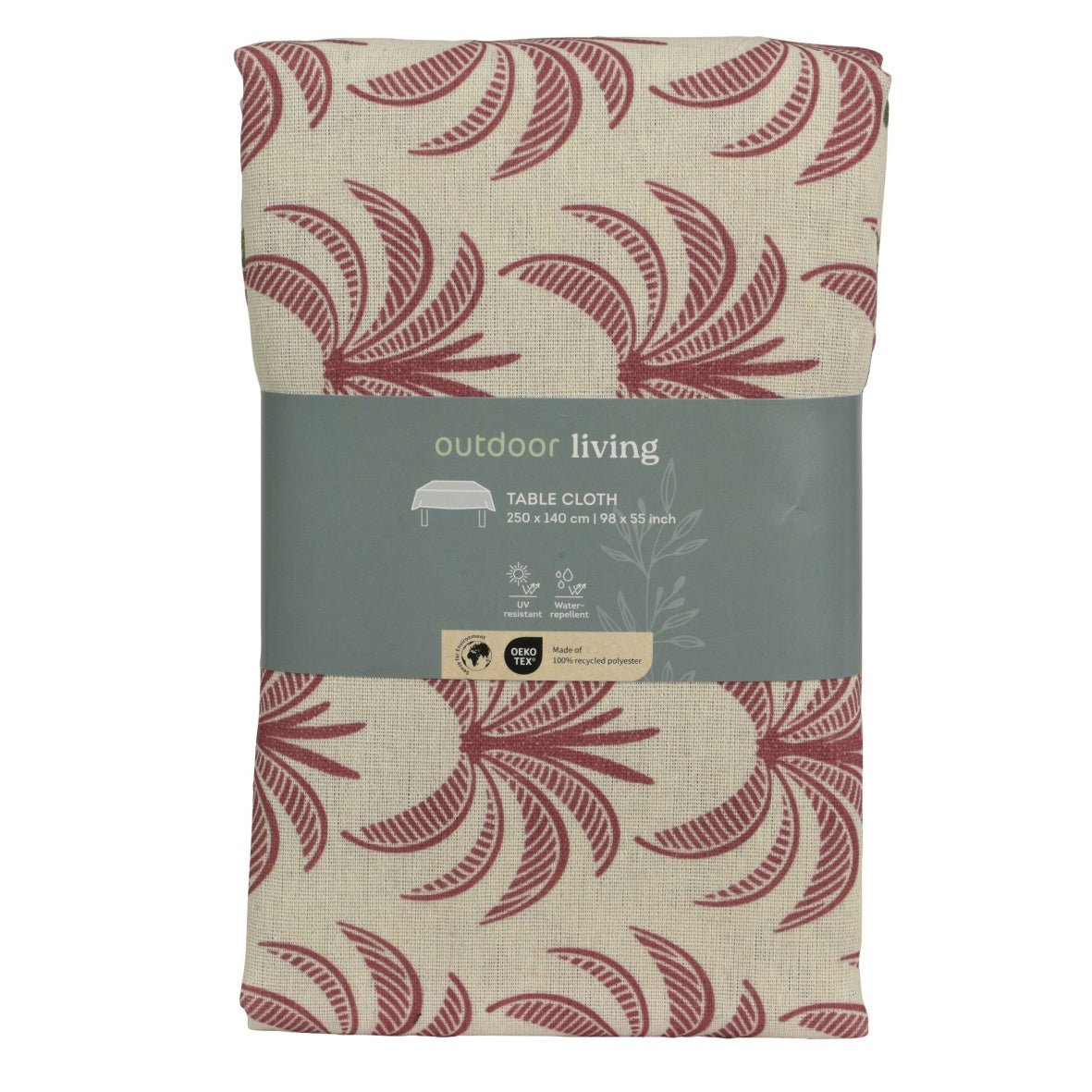 Rectangular Tablecloth Brown With Palm Print 250 x 140Cm - TABLECLOTHS/RUNNERS - Beattys of Loughrea