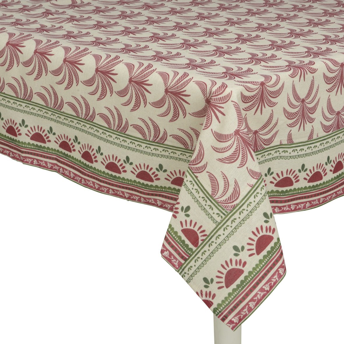 Rectangular Tablecloth Brown With Palm Print 250 x 140Cm - TABLECLOTHS/RUNNERS - Beattys of Loughrea