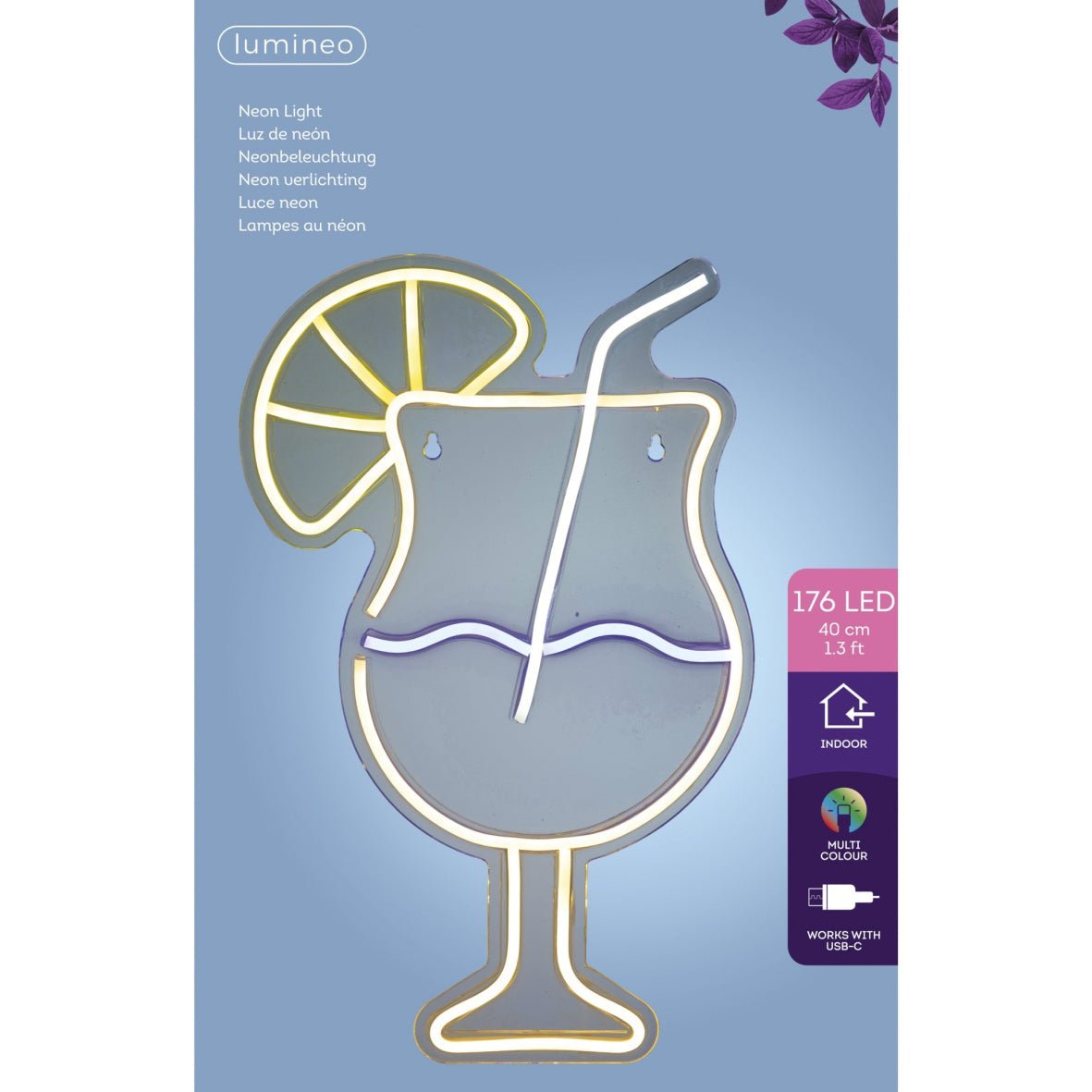 Lumineo Neon Cocktail Glass Sign USB Powered - LED STRING DECO LIGHTS (NOT XMAS) - Beattys of Loughrea