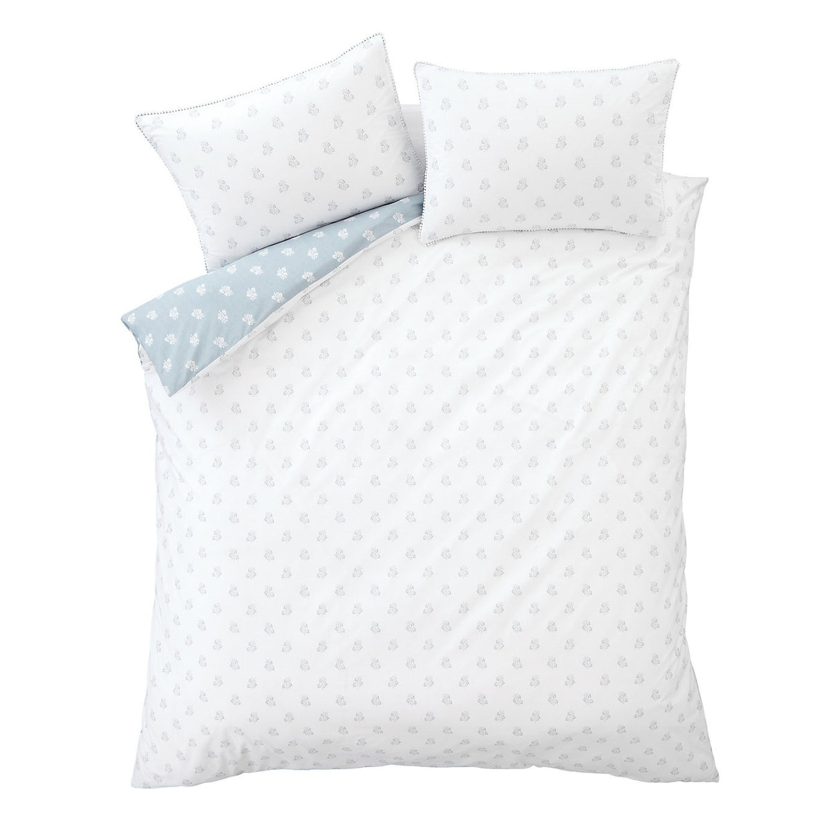 Bianca Esme Floral 200 Thread Count Cotton White/Blue Reversible Duvet Cover Set – Double - DUVET COVERS - Beattys of Loughrea