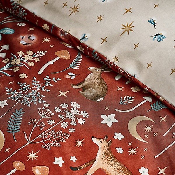 Catherine Lansfield Burnt Orange Enchanted Twilight Animals Duvet Cover Set – Single - DUVET COVERS - Beattys of Loughrea