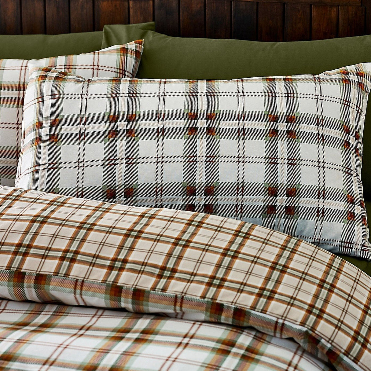 Catherine Lansfield Bedding Kelso Check Duvet Set Burnt Orange - Single - DUVET COVERS - Beattys of Loughrea