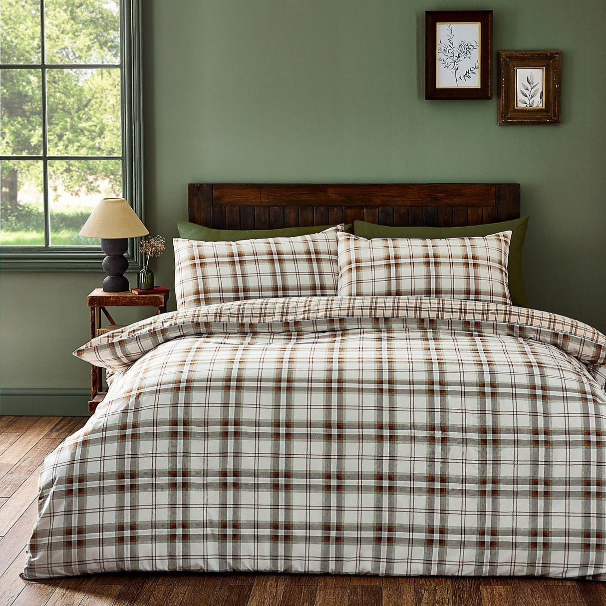 Catherine Lansfield Bedding Kelso Check Duvet Set Burnt Orange - Kingsize - DUVET COVERS - Beattys of Loughrea