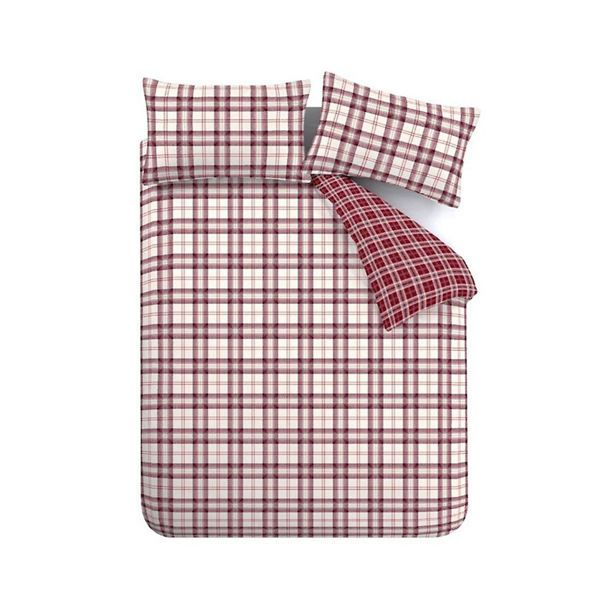 Catherine Lansfield Bedding Kelso Check Duvet Set Plum - Single - DUVET COVERS - Beattys of Loughrea