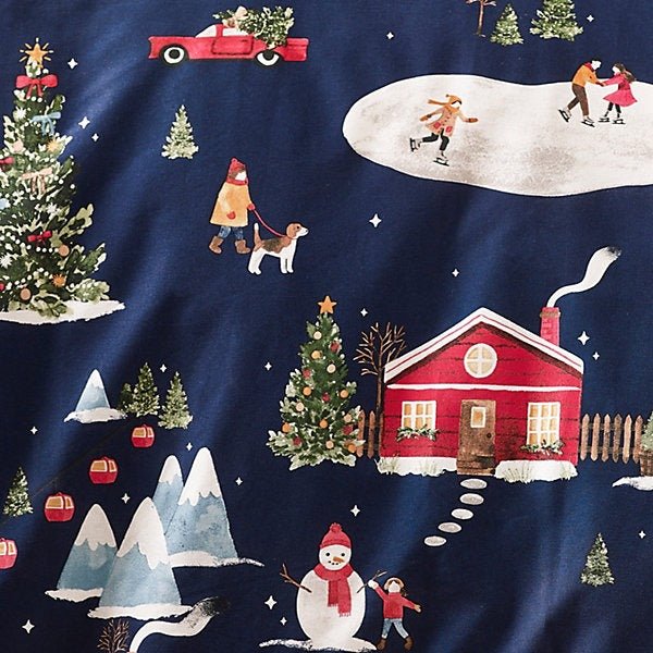 Catherine Lansfield Christmas Ski Village Reversible Duvet Cover Set – Navy Blue (King) - DUVET COVERS - Beattys of Loughrea