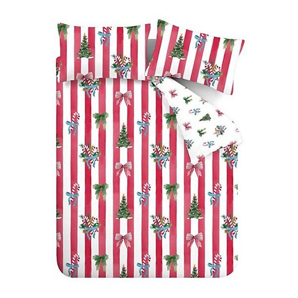Catherine Lansfield Christmas Stripe Reversible Duvet Cover Set – King - DUVET COVERS - Beattys of Loughrea