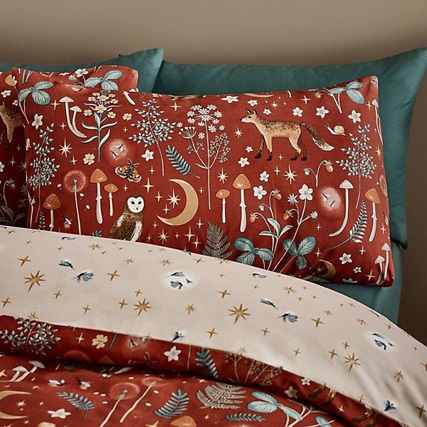 Catherine Lansfield Burnt Orange Enchanted Twilight Animals Duvet Cover Set – Double - DUVET COVERS - Beattys of Loughrea