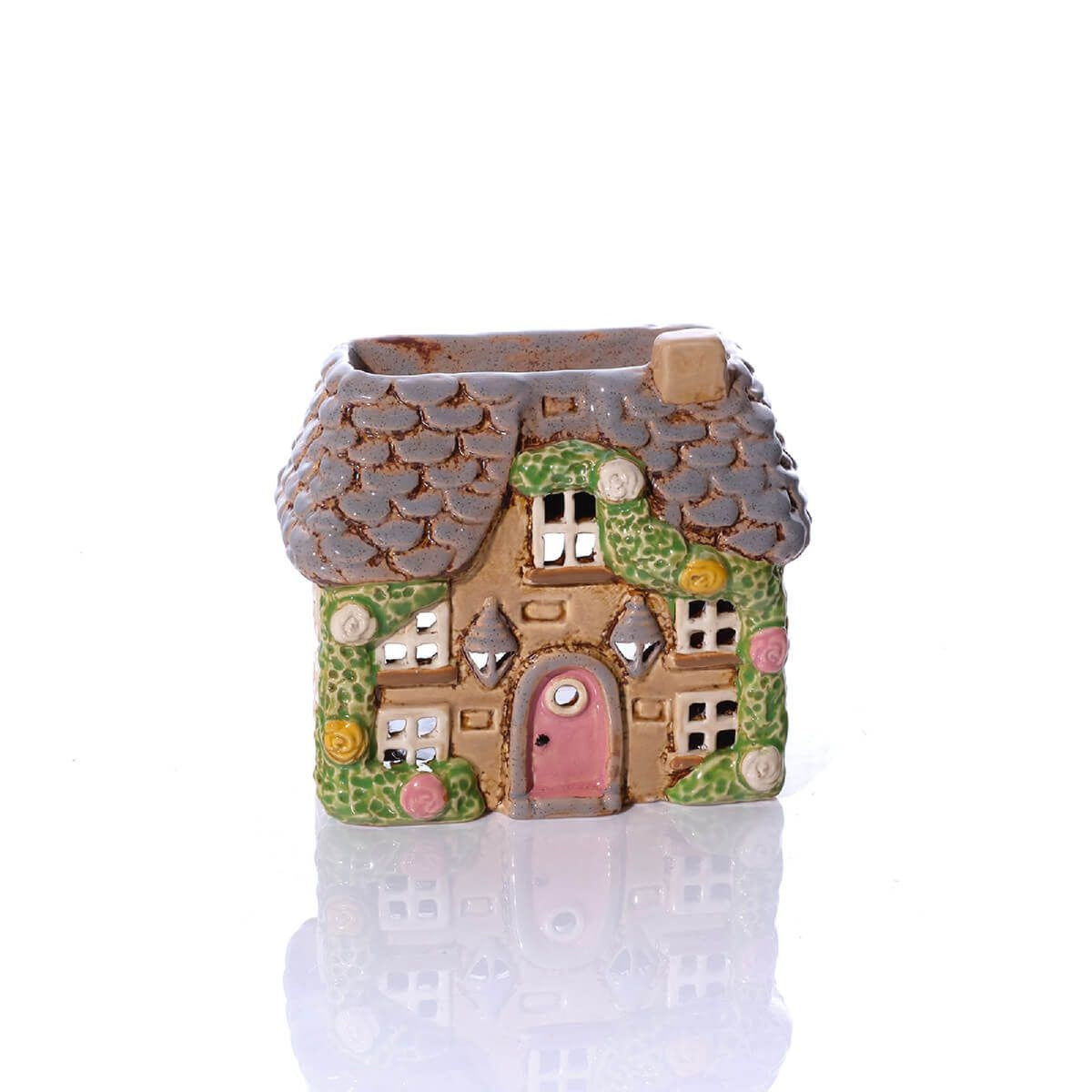 R13 COTTAGE GARDEN HOUSE W/ ROSES / DOOR LANTERNS WAX MELT BURNER 7CR604