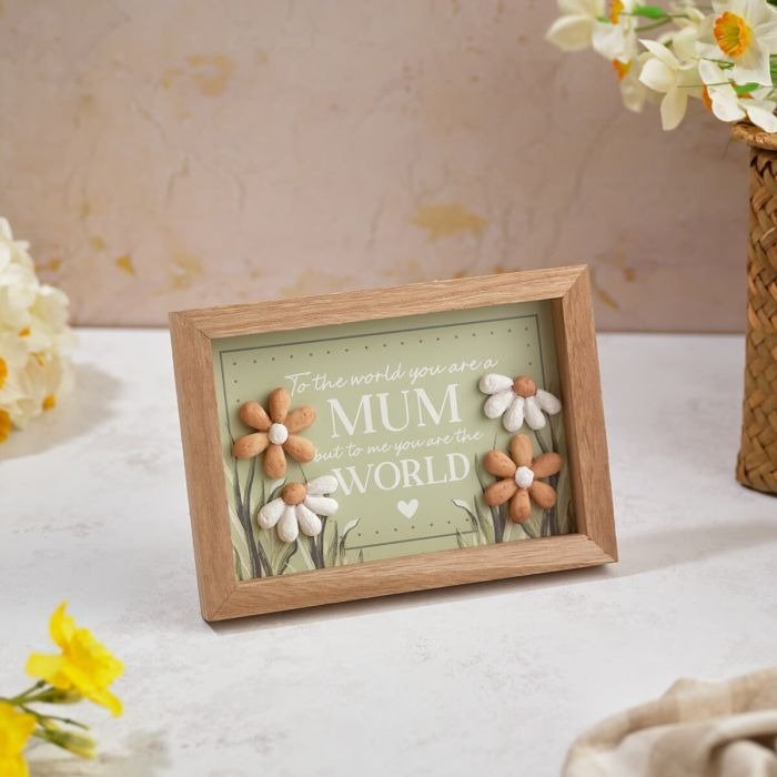 Floral Serenade Mum Framed Easel Plaque With Resin Pebble Flowers - WALL PLAQUE/STATUES - Beattys of Loughrea