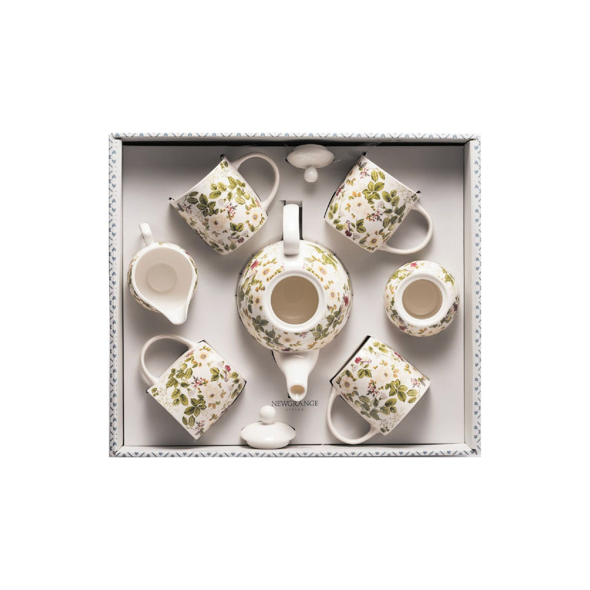 Newgrange Living Cream Floral Rose Tea Set, 7 Piece